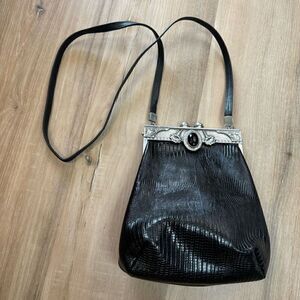 Moulin Rouge James Culver  Embossed Leather Shoulder Bag Horses Plaque Accents